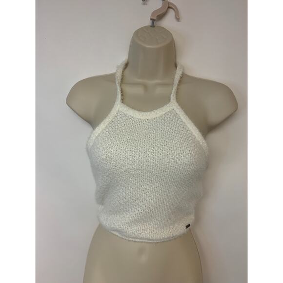 Hollister Womens Halter Sweater Cropped Tiny Twee Ivory Size XS Boho Schoolgirl - Picture 1 of 9
